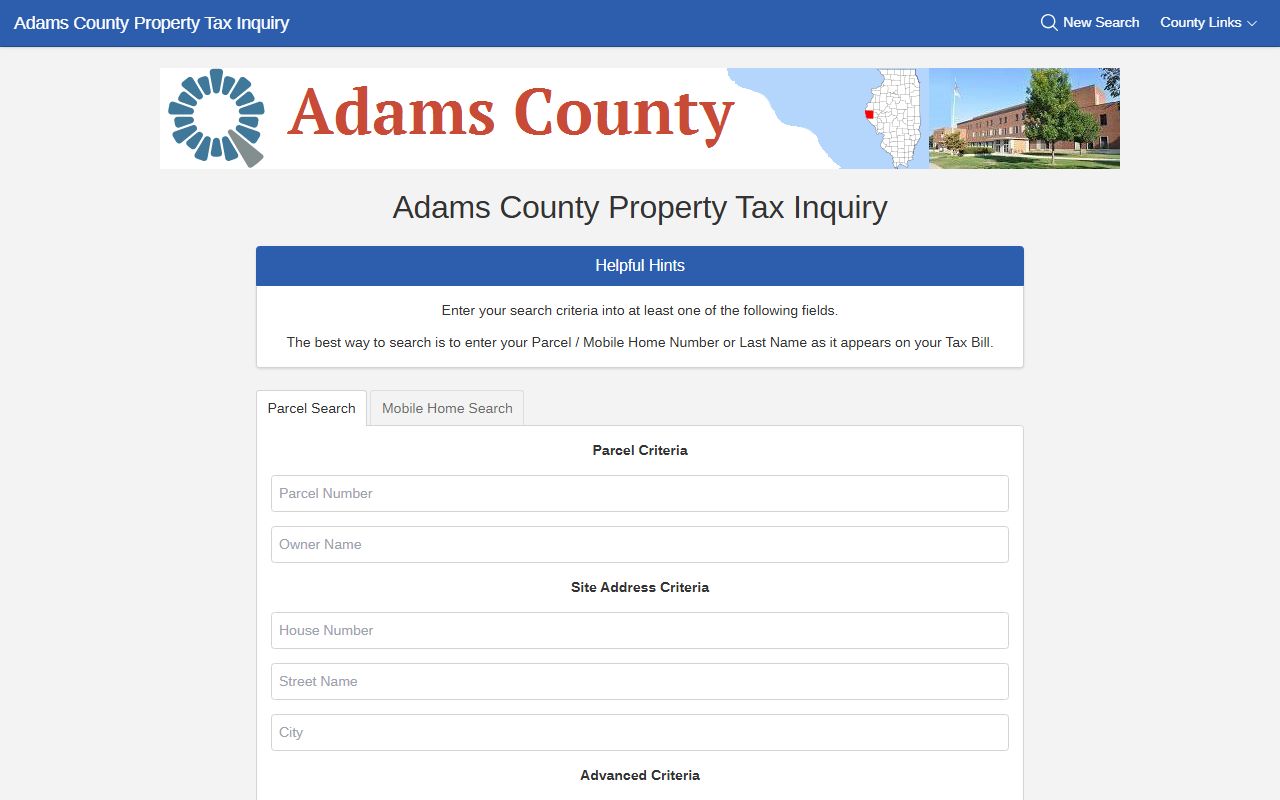 Adams County property search portal for Adams County property records