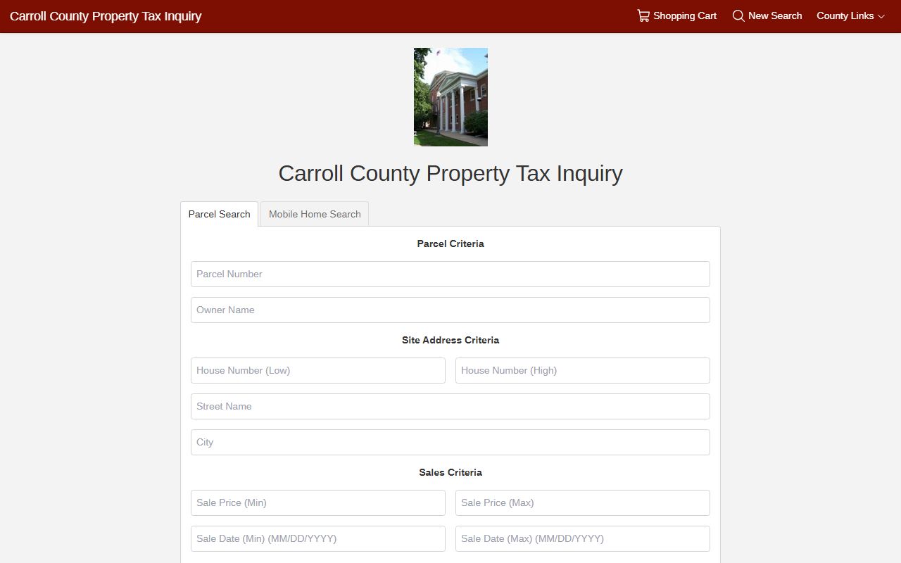 Carroll County property search portal for Carroll County property records