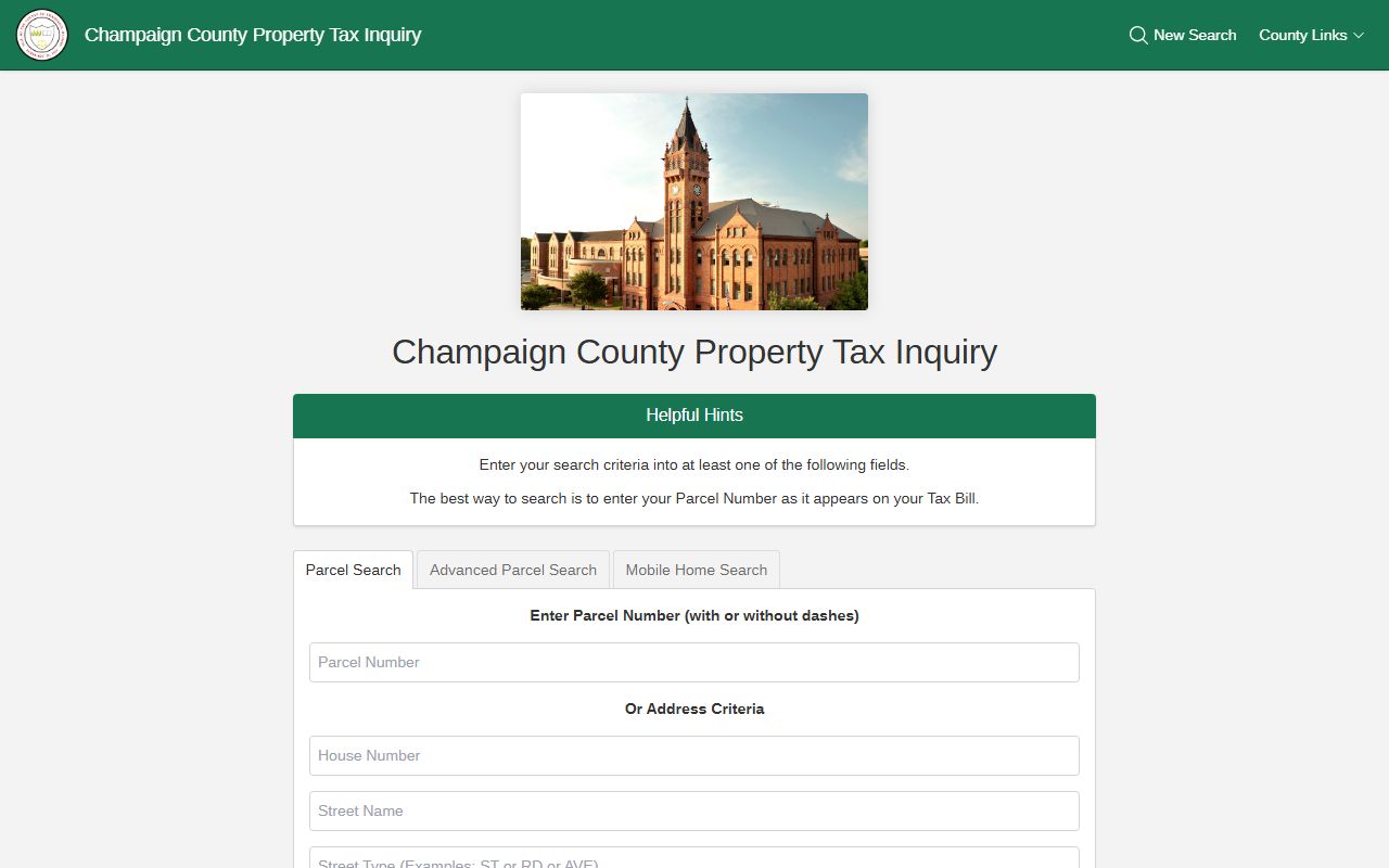 Champaign County taxpayer resources page for property records