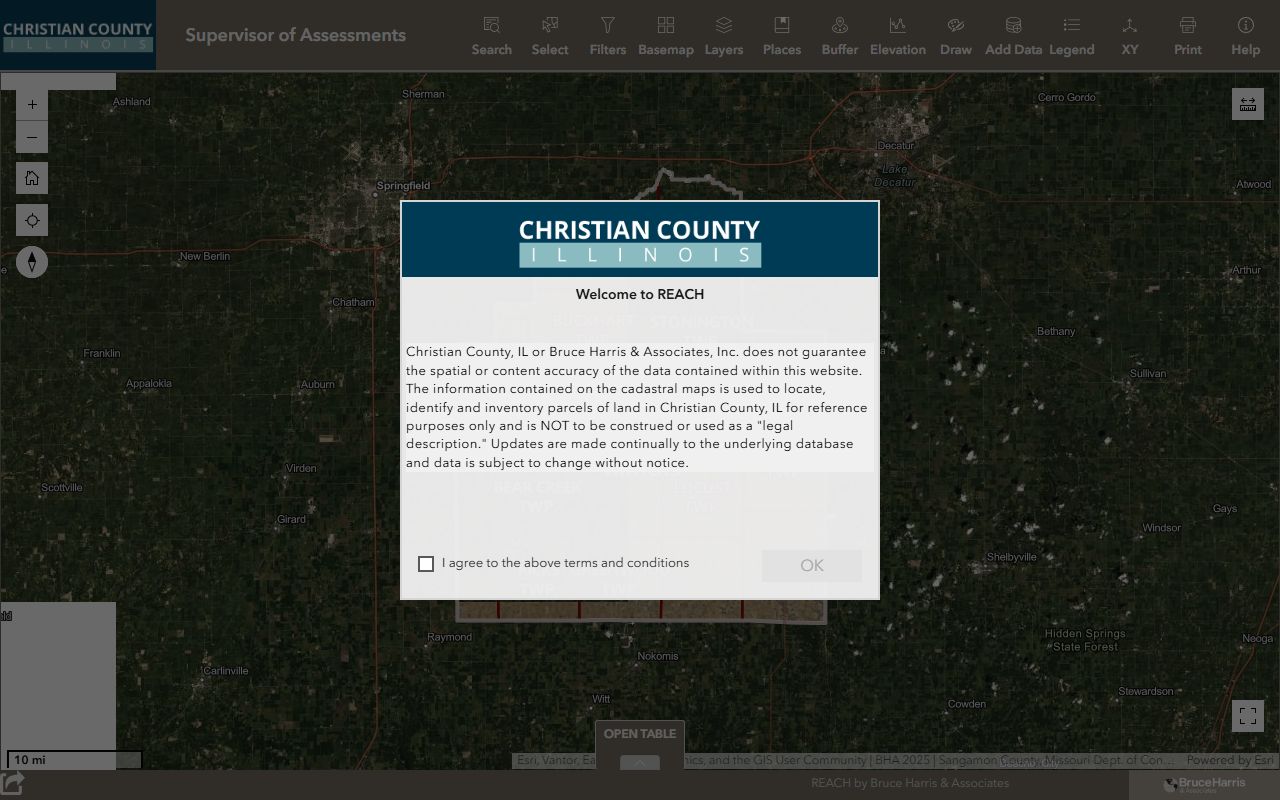 Christian County BHA Maps property search portal for property records