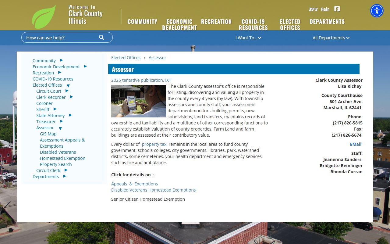 Clark County assessment office website for Clark County property records