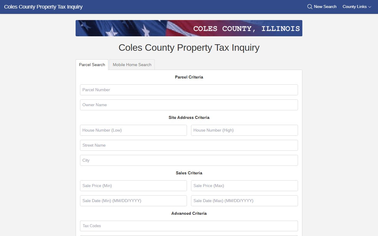 Coles County online property search portal for property records