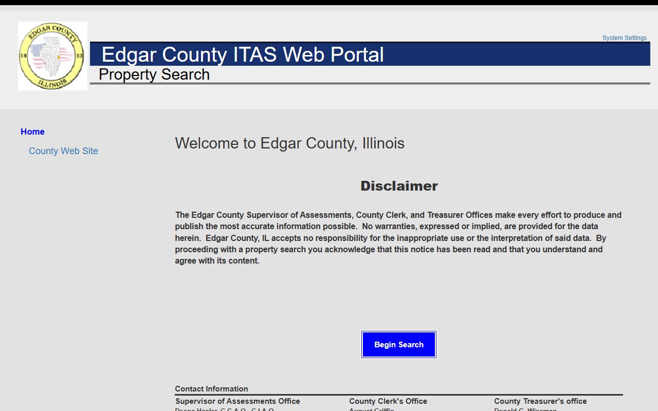 Edgar County property search portal for Edgar County property records