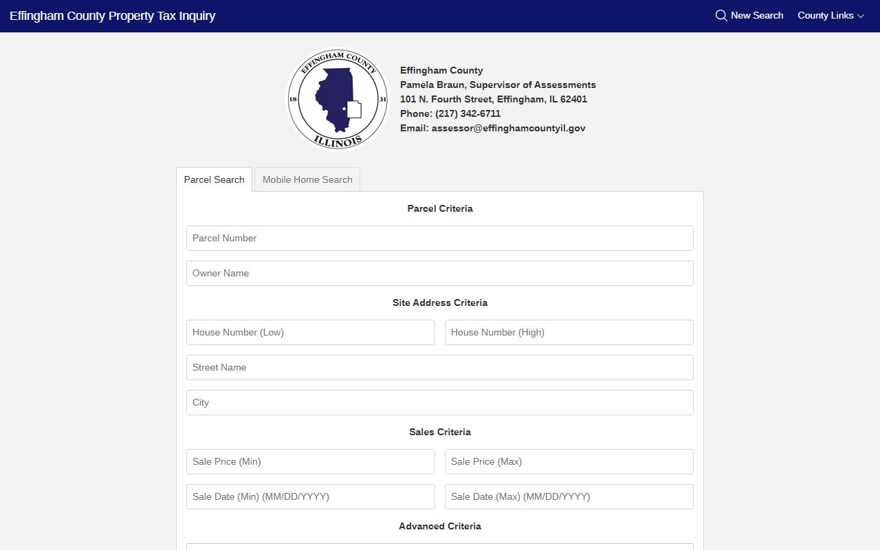Effingham County property search portal for looking up property records