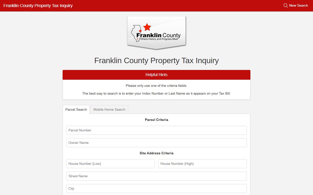 Franklin County online property search portal for property records