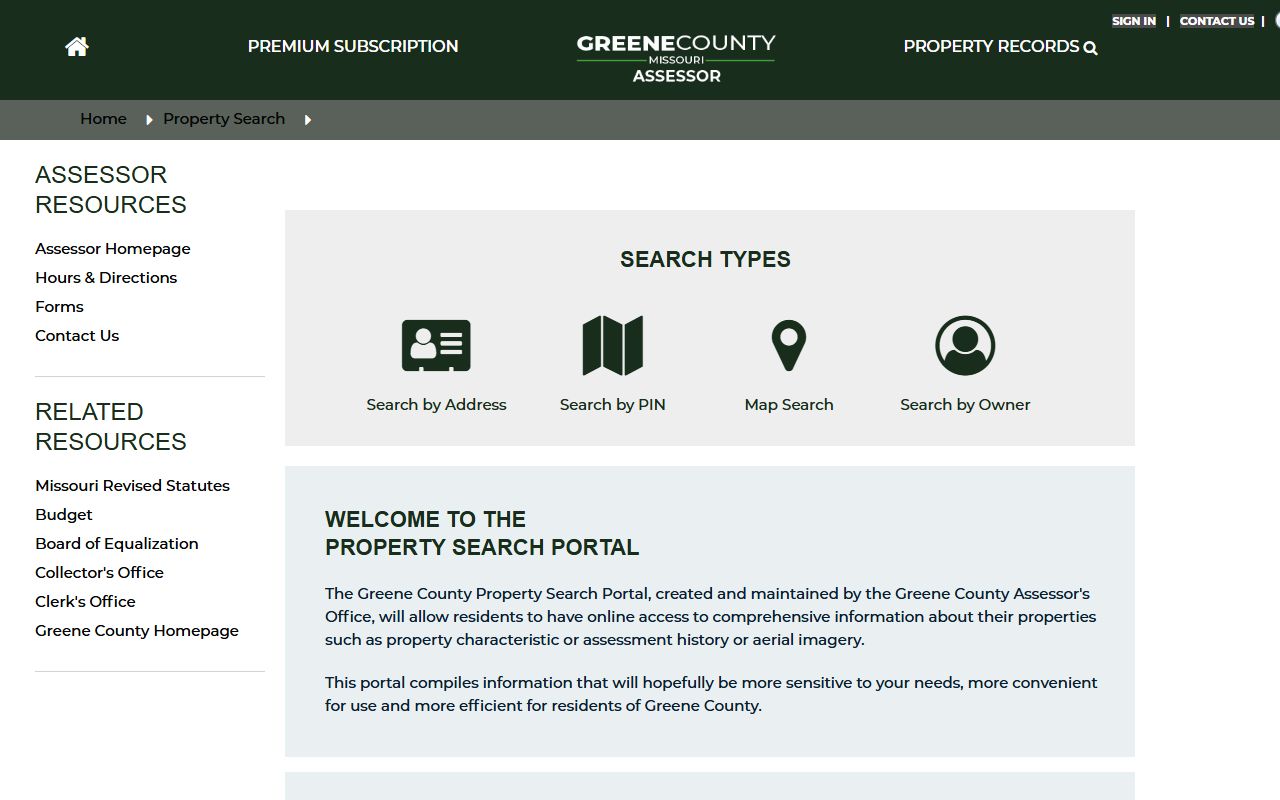 Greene County property search portal for Greene County property records