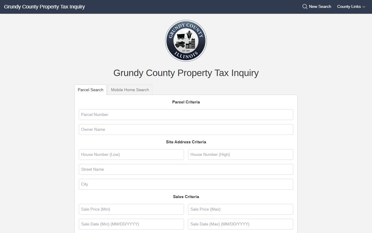 Grundy County property search portal for Grundy County property records
