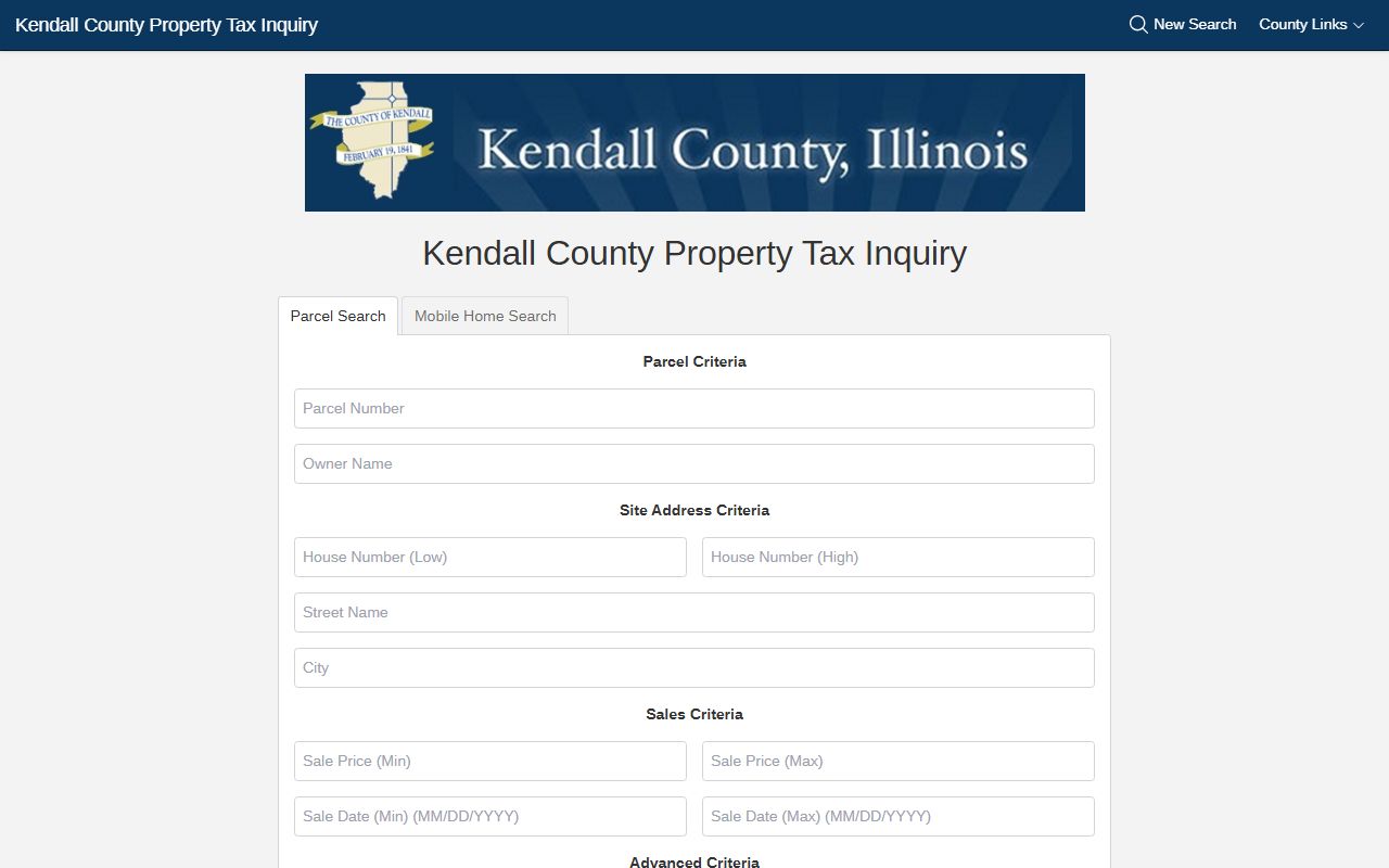 Kendall County property search portal for property records