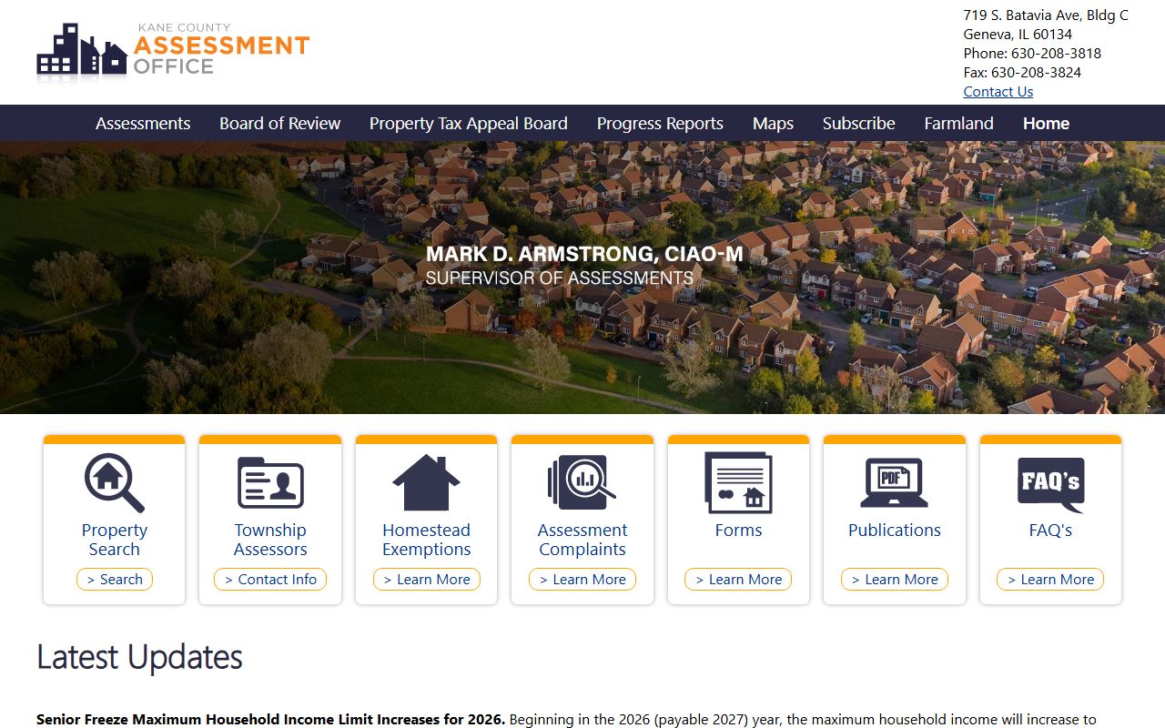 Kane County Assessment Office website for property records