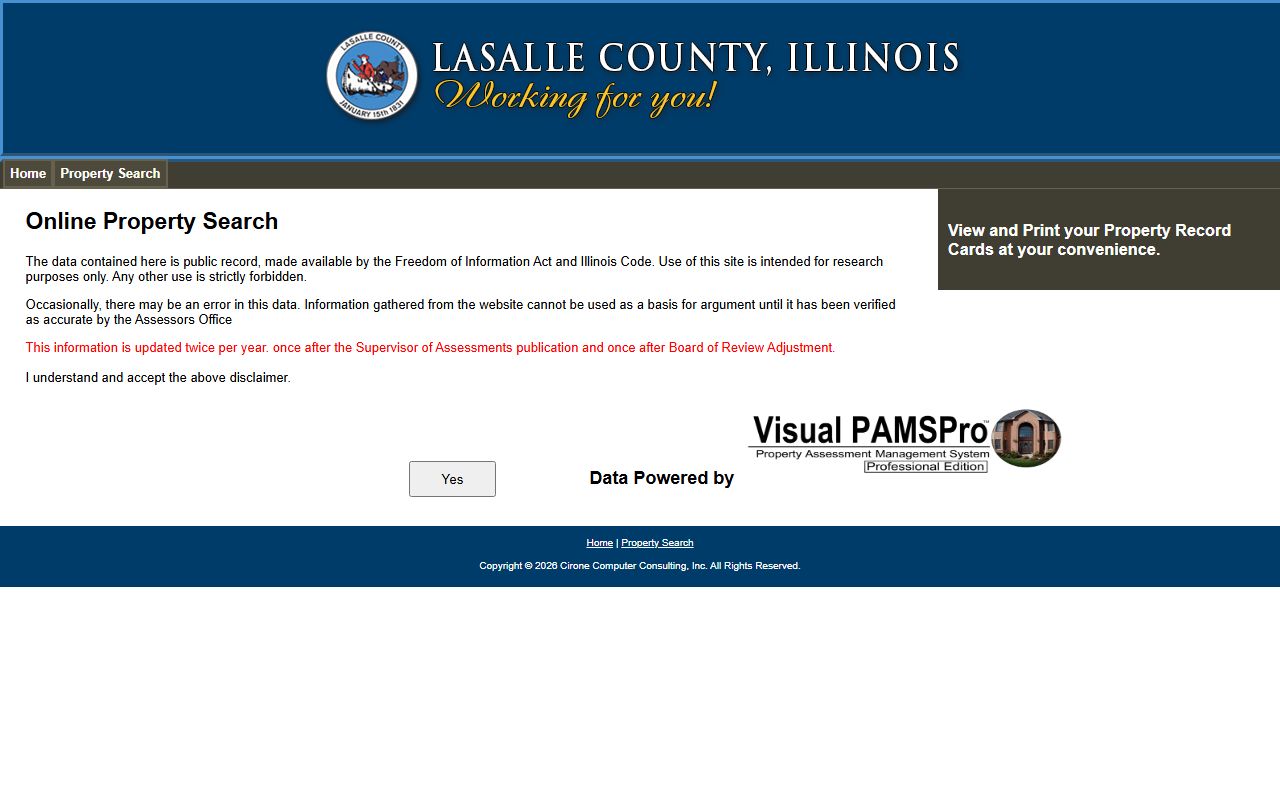 LaSalle County Assessments Office page for property records