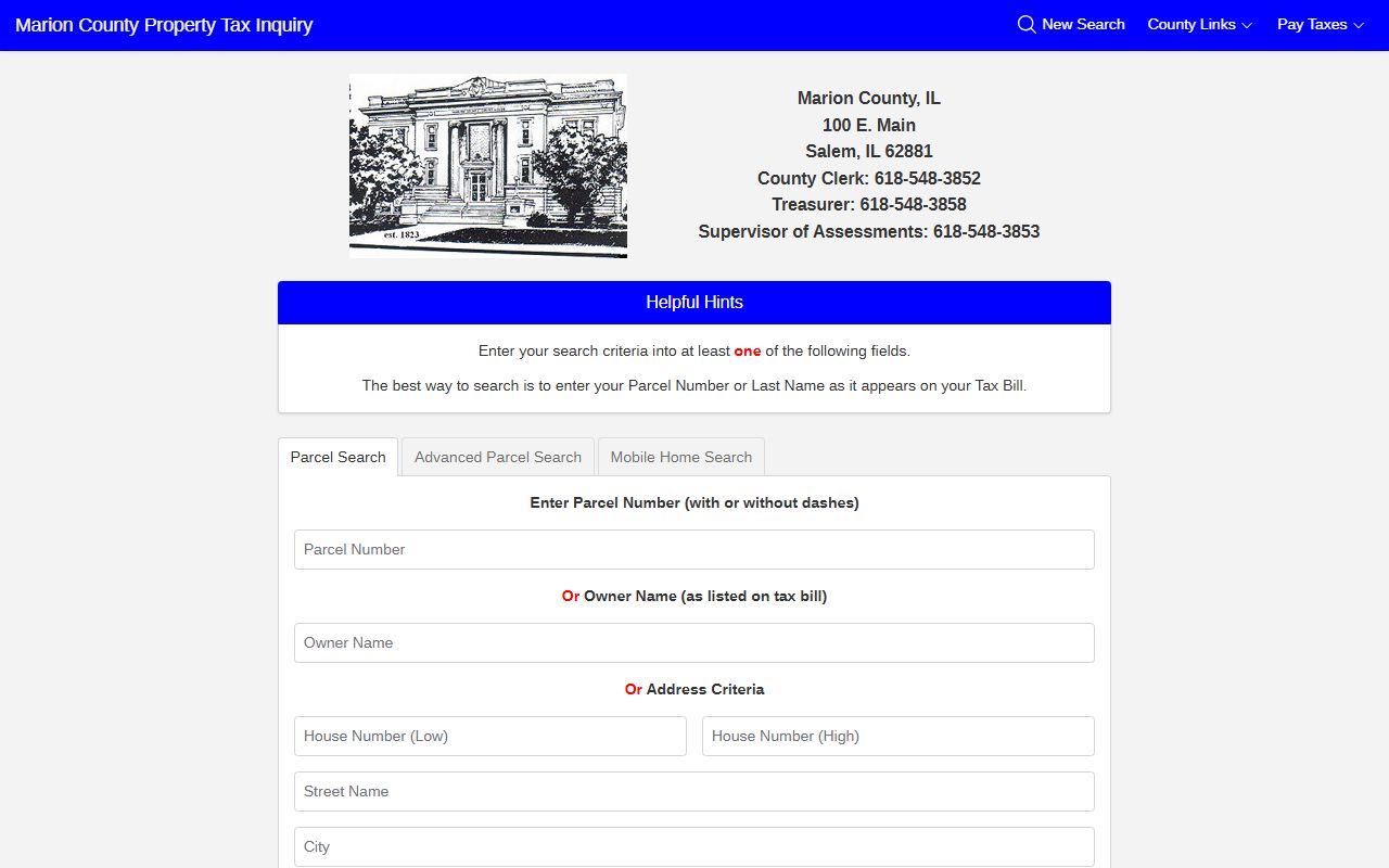 Marion County property search portal for Marion County property records