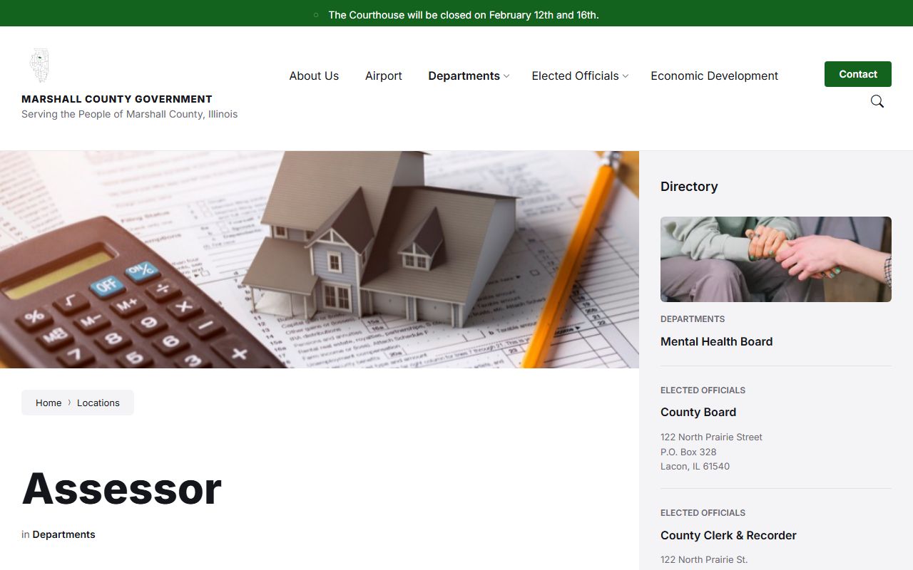 Marshall County assessment office website for Marshall County property records