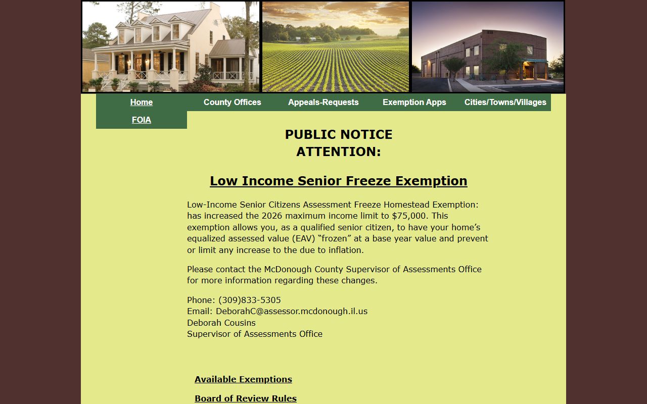 McDonough County assessment office website for McDonough County property records