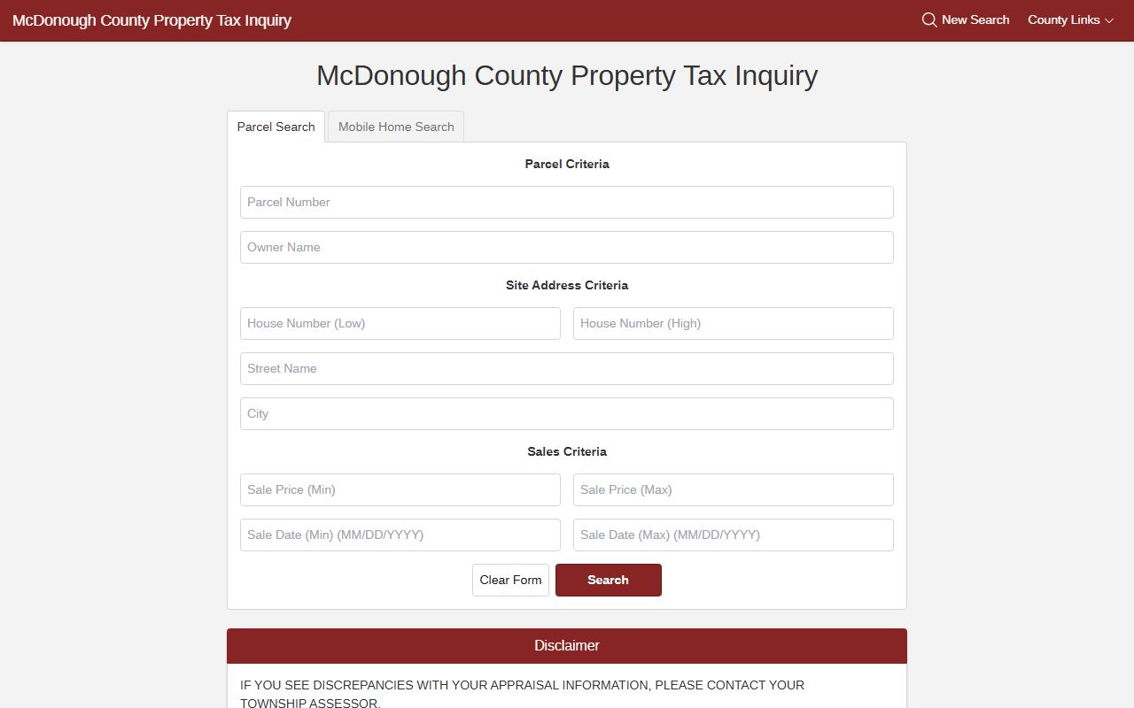 McDonough County property search portal for McDonough County property records