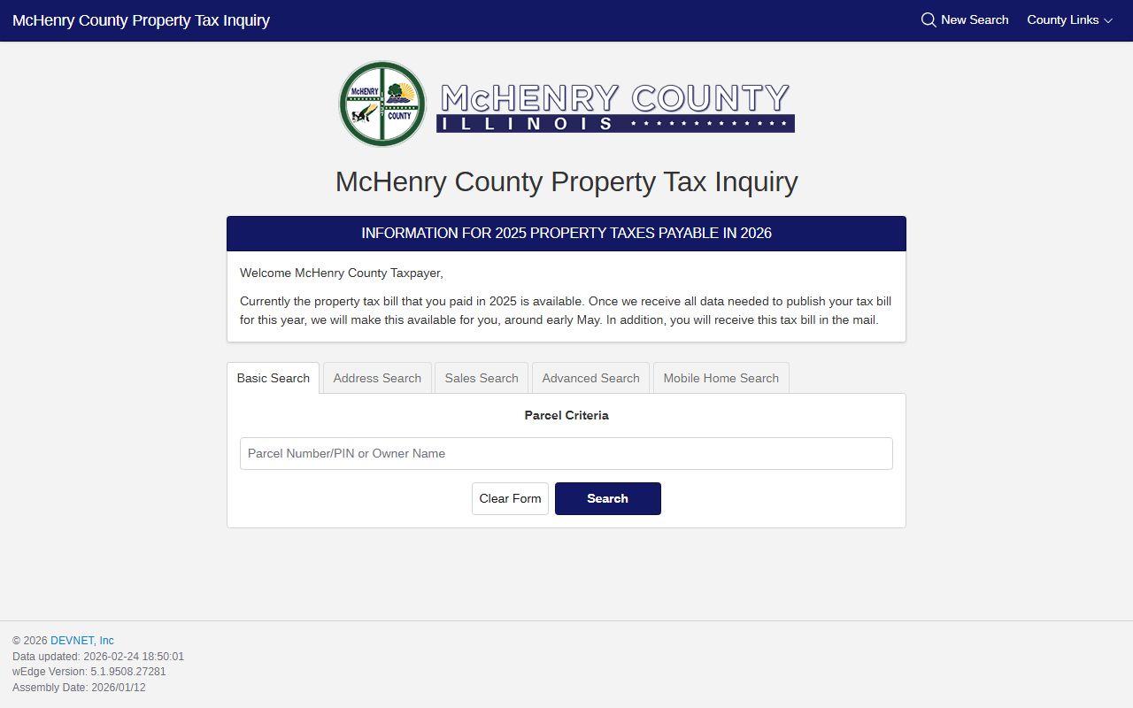 McHenry County property search tool for looking up property records online