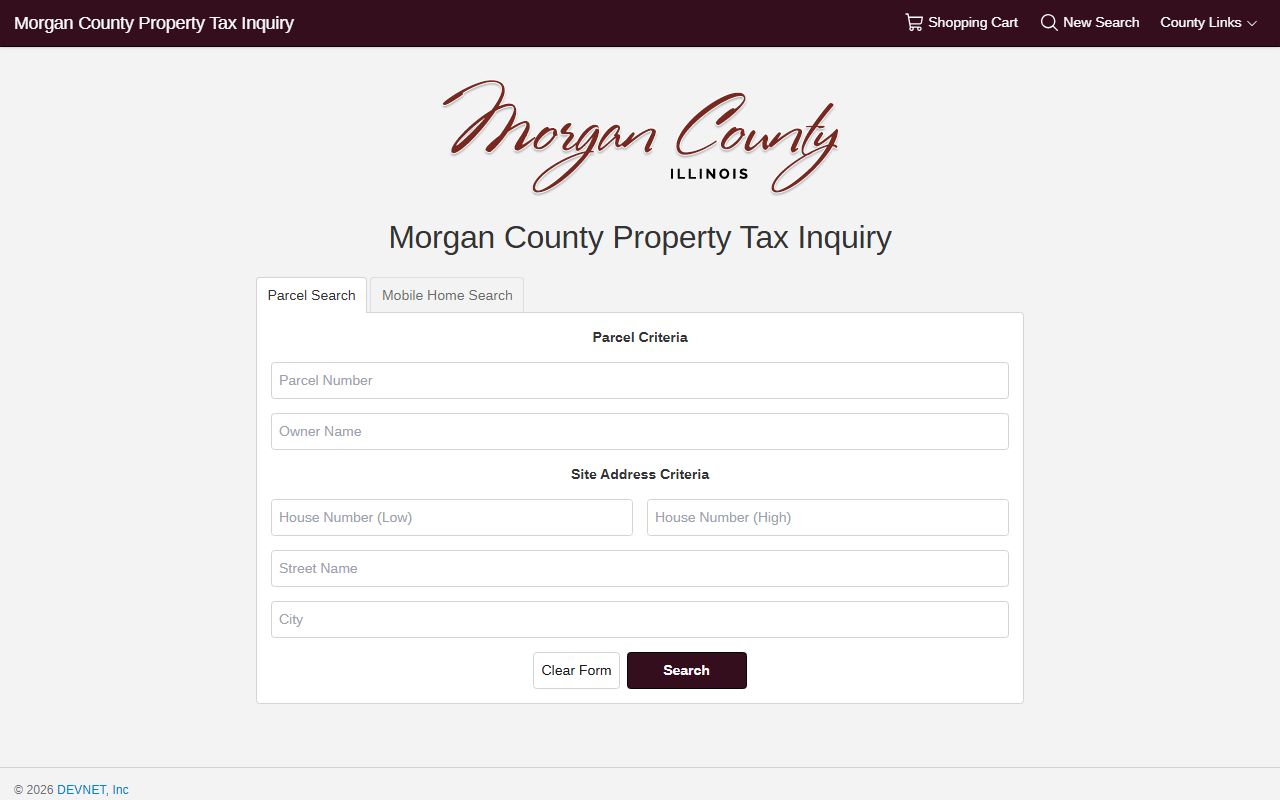 Morgan County DevNet Wedge property search portal for property records