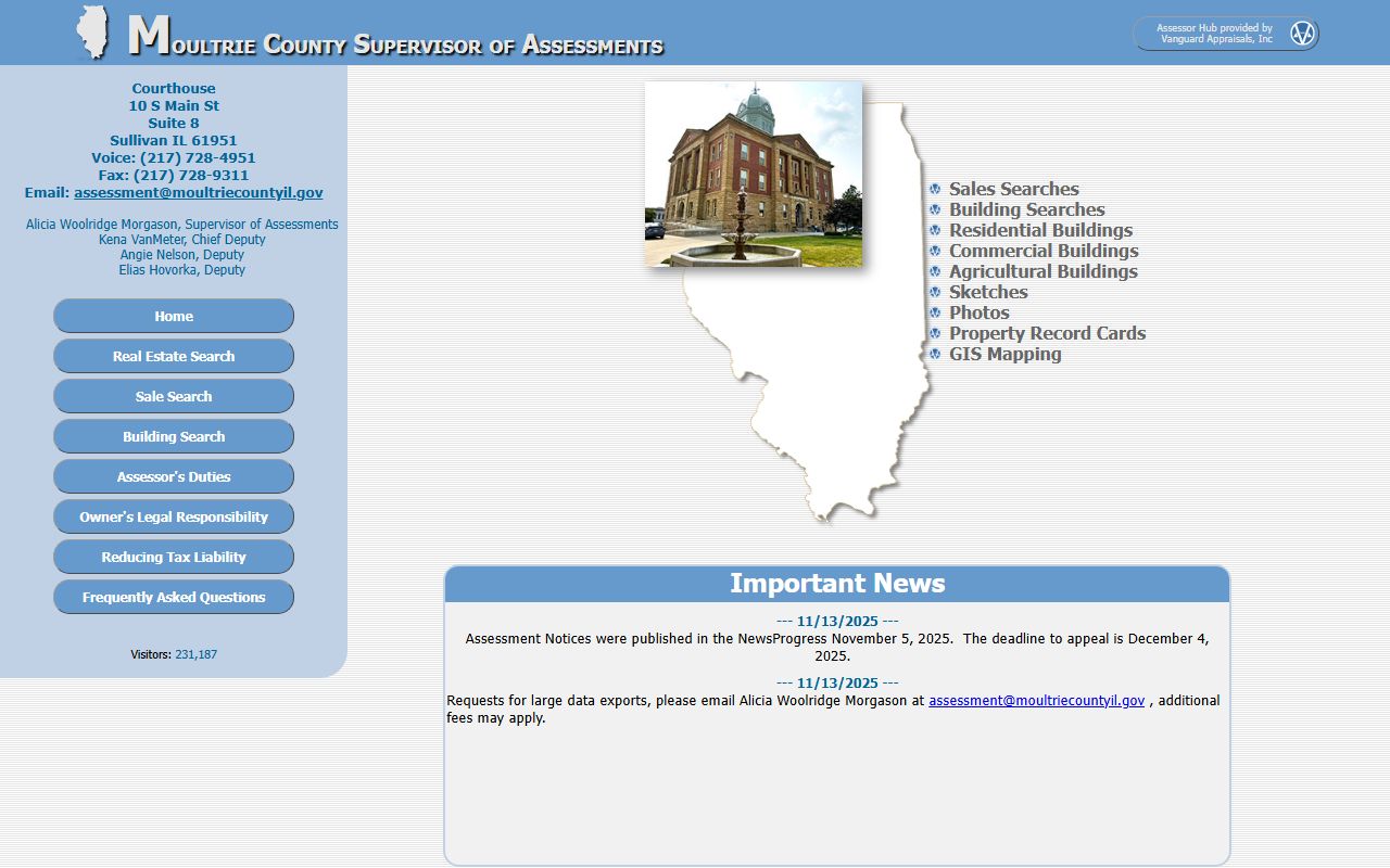 Moultrie County assessment office website for Moultrie County property records