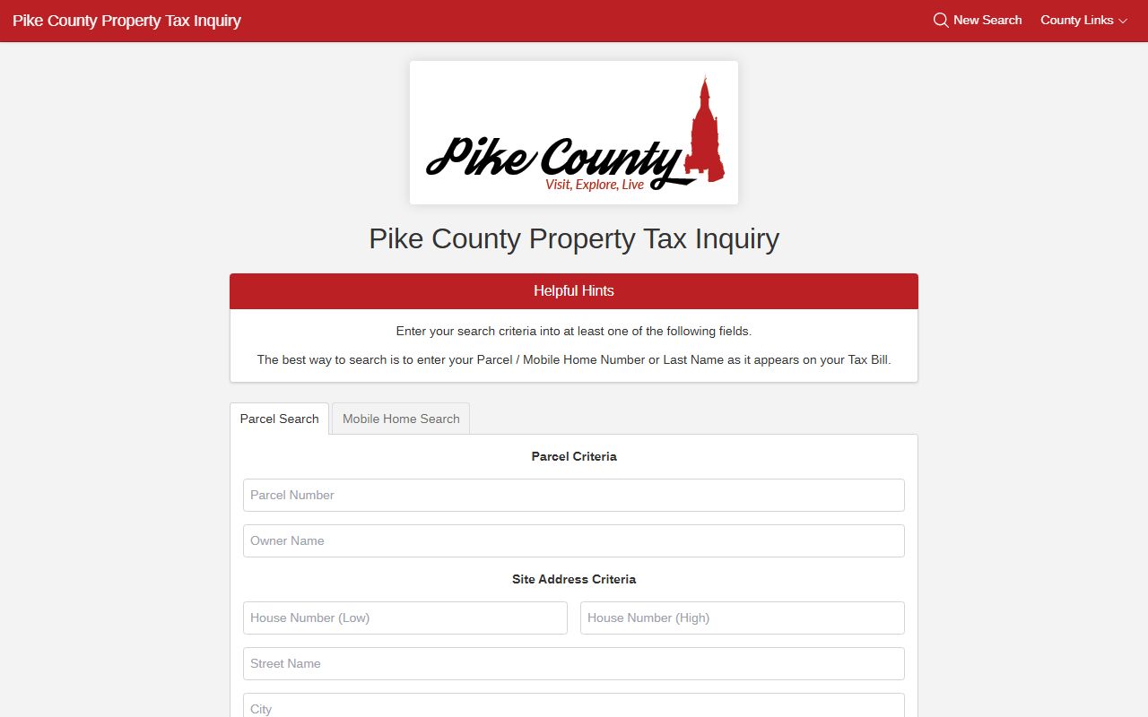 Pike County property search portal for Pike County property records