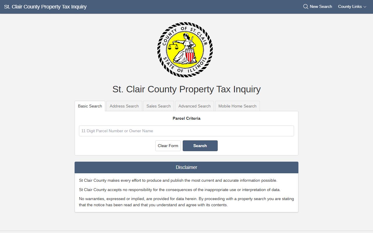 St. Clair County online property search tool for property records