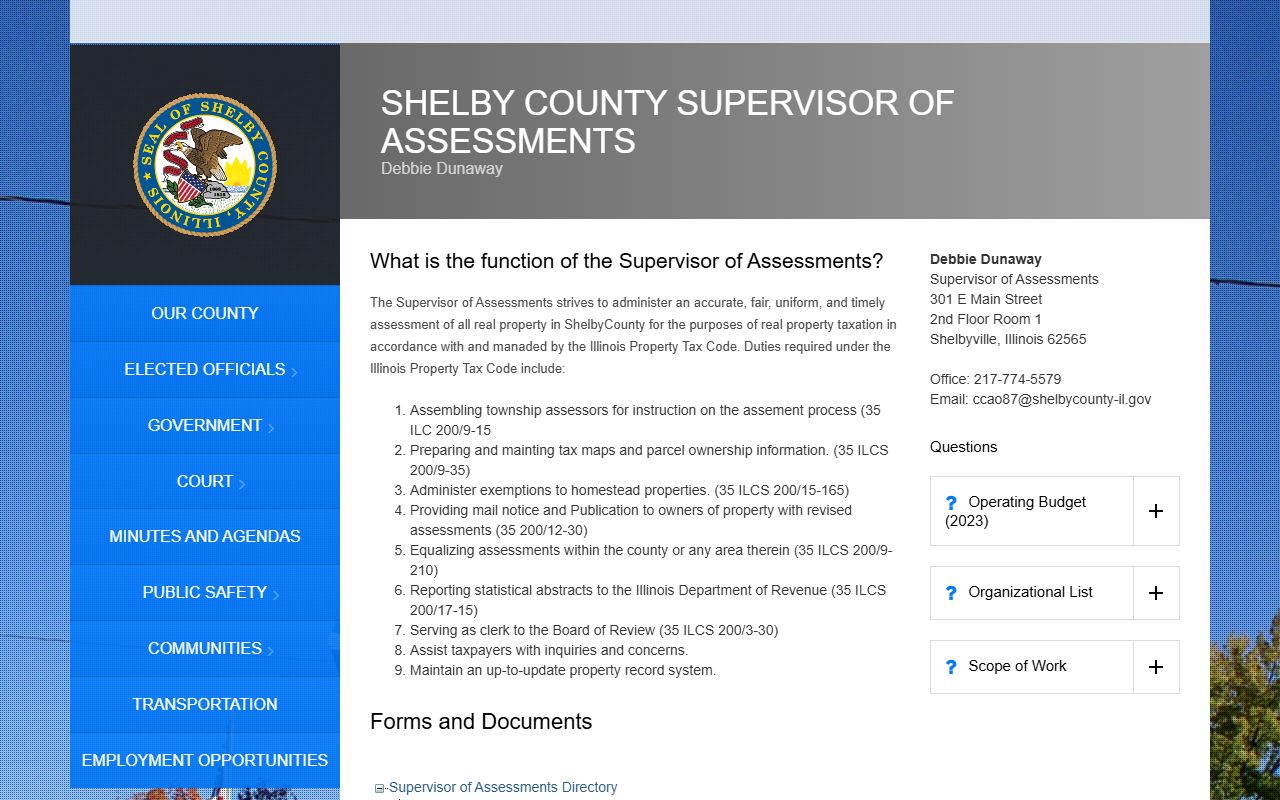 Shelby County assessment office website for property records