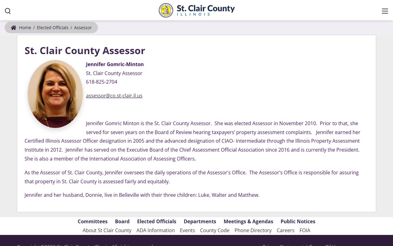 St. Clair County elected officials assessor page for property records