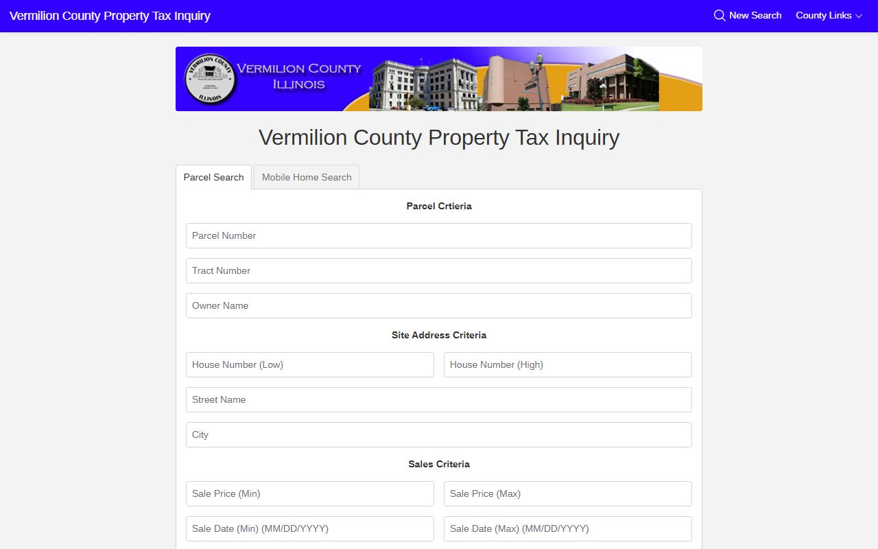 Vermilion County Supervisor of Assessments website for property records