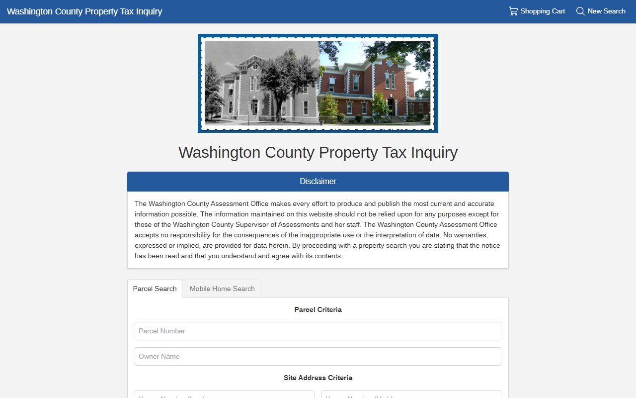 Washington County property search portal for Washington County property records