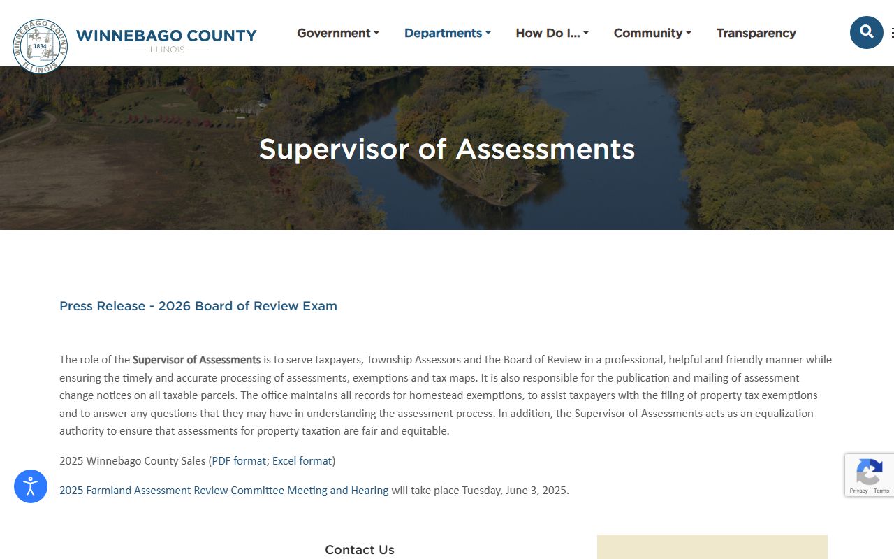 Winnebago County Supervisor of Assessments website for property records