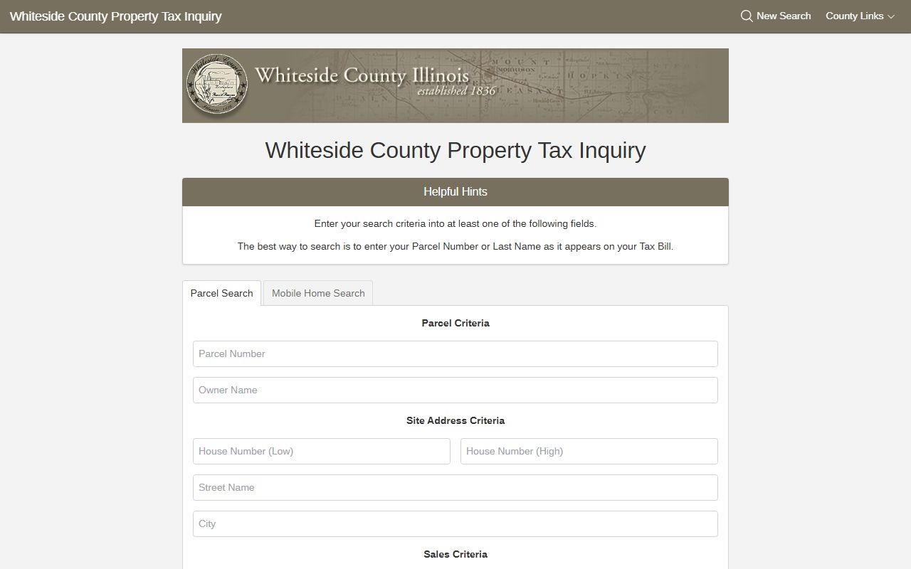Whiteside County property search portal for Whiteside County property records