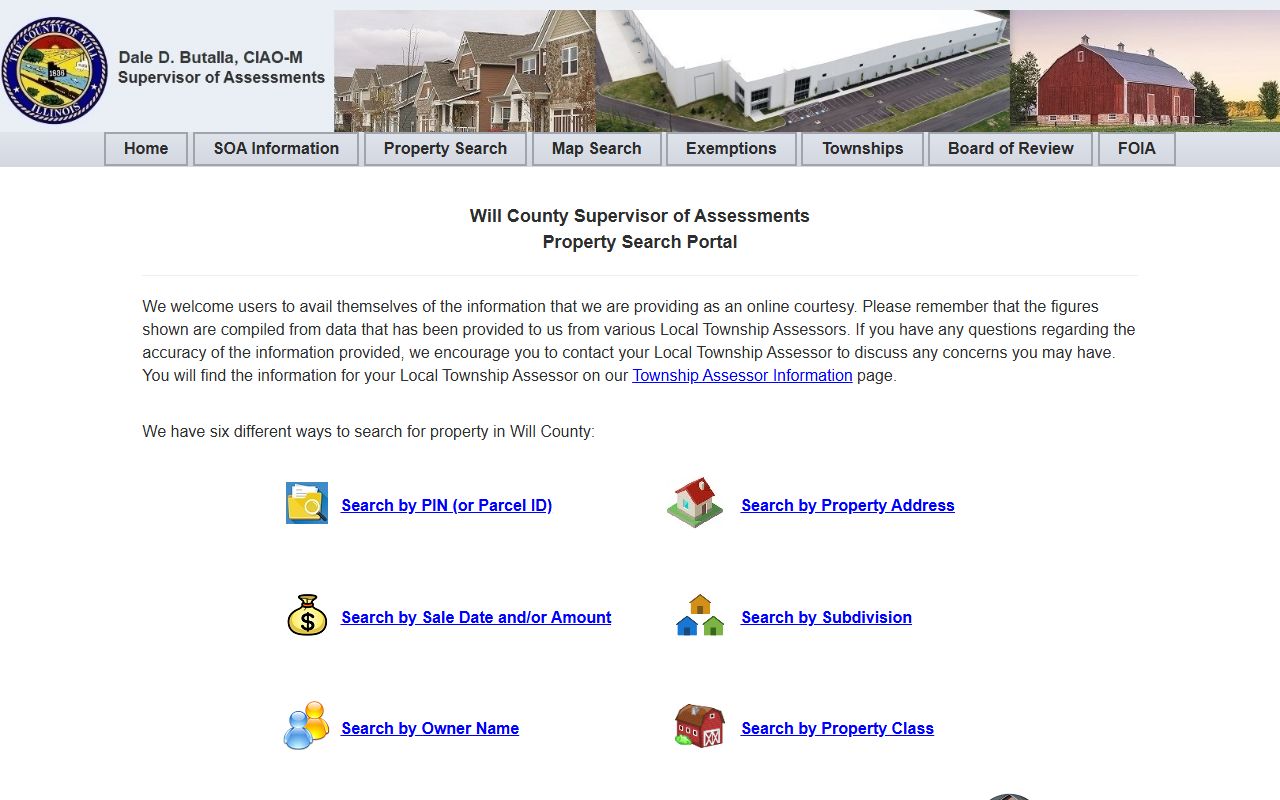 Will County property search portal for looking up property records