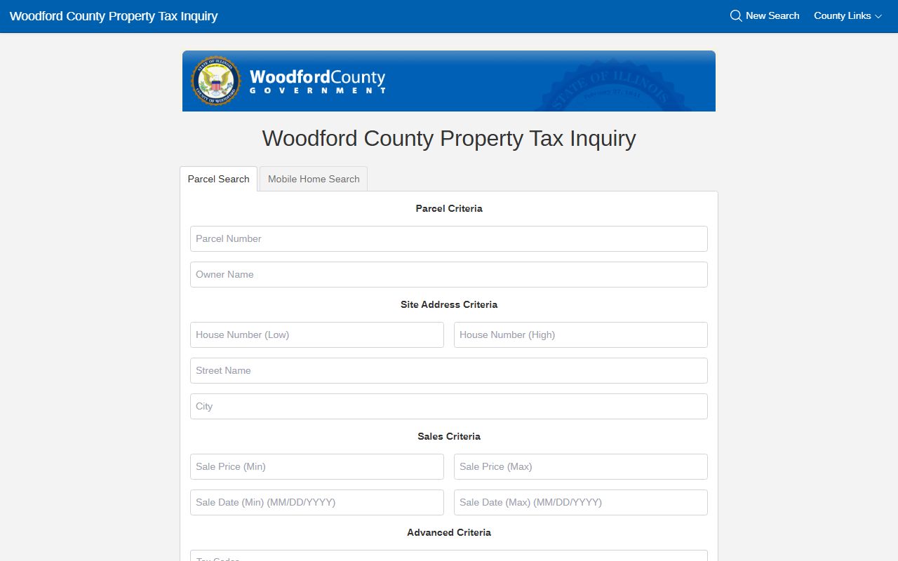 Woodford County online property search portal for property records