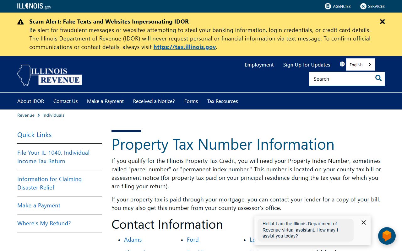 Illinois County PIN information page for finding property records