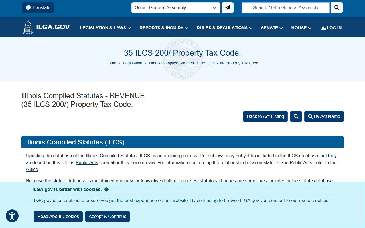 Illinois Property Tax Code 35 ILCS 200 for Illinois property records law